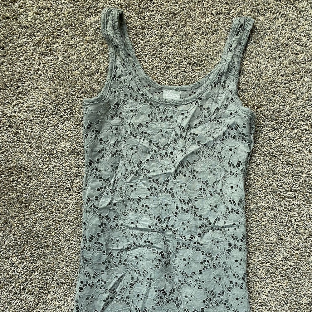 Vanity Lace Look Tank Top Gray Size M